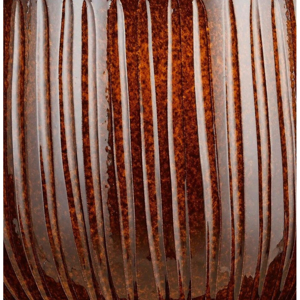 Mica Decorations Plantenpot Keramiek - Bruin Glans/ribbels - D25/H20cm 4 Mica Decorations Plantenpot Keramiek - Bruin Glans/ribbels - D25/H20cm - Afbeelding 2