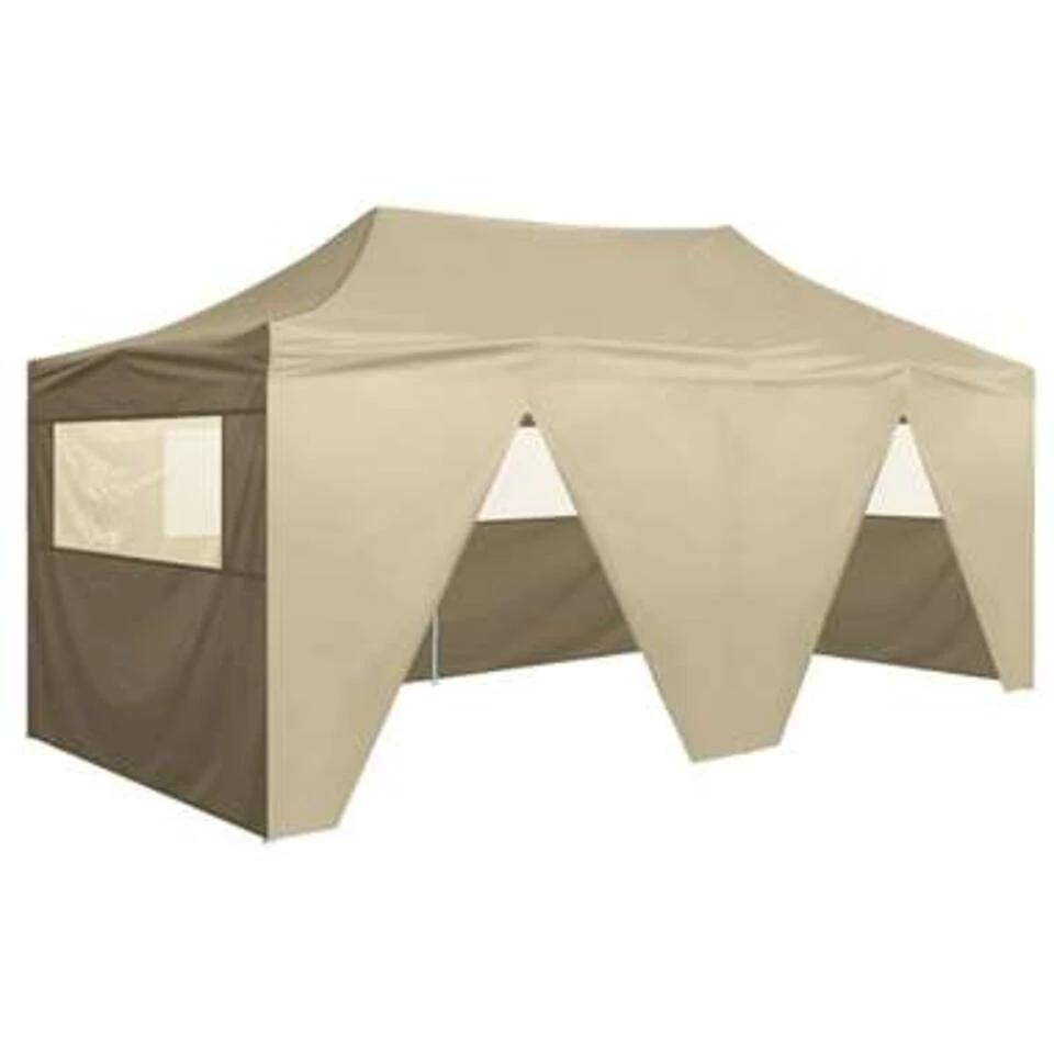 VidaXL Partytent Met 4 Zijwanden Inklapbaar 3x6 M Staal Crème 5 VidaXL Partytent Met 4 Zijwanden Inklapbaar 3x6 M Staal Crème - Afbeelding 3