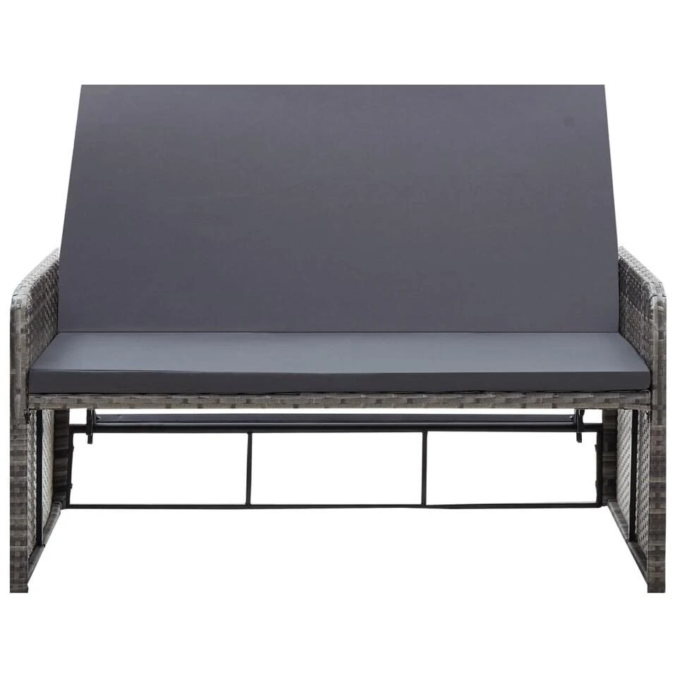 VidaXL 2-delige Loungeset Met Kussens Poly Rattan Grijs 6 VidaXL 2-delige Loungeset Met Kussens Poly Rattan Grijs - Afbeelding 4