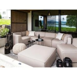 Beliani Loungeset AREZZO - Beige Polyester -Tuinwinkel 49061cbf802b46a29278898953dcdd1a