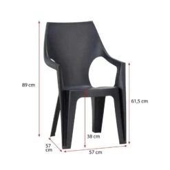 Keter - Stapelstoel Dante Hoge Rug - Donkergrijs - 89x57x57 Cm -Tuinwinkel 50100437 9601