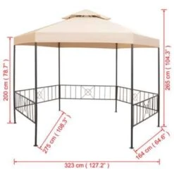 VidaXL Tuinprieel 323x265 Cm Hexagonaal Beige -Tuinwinkel 61c49b50fe764785b44cf5a50416a61b