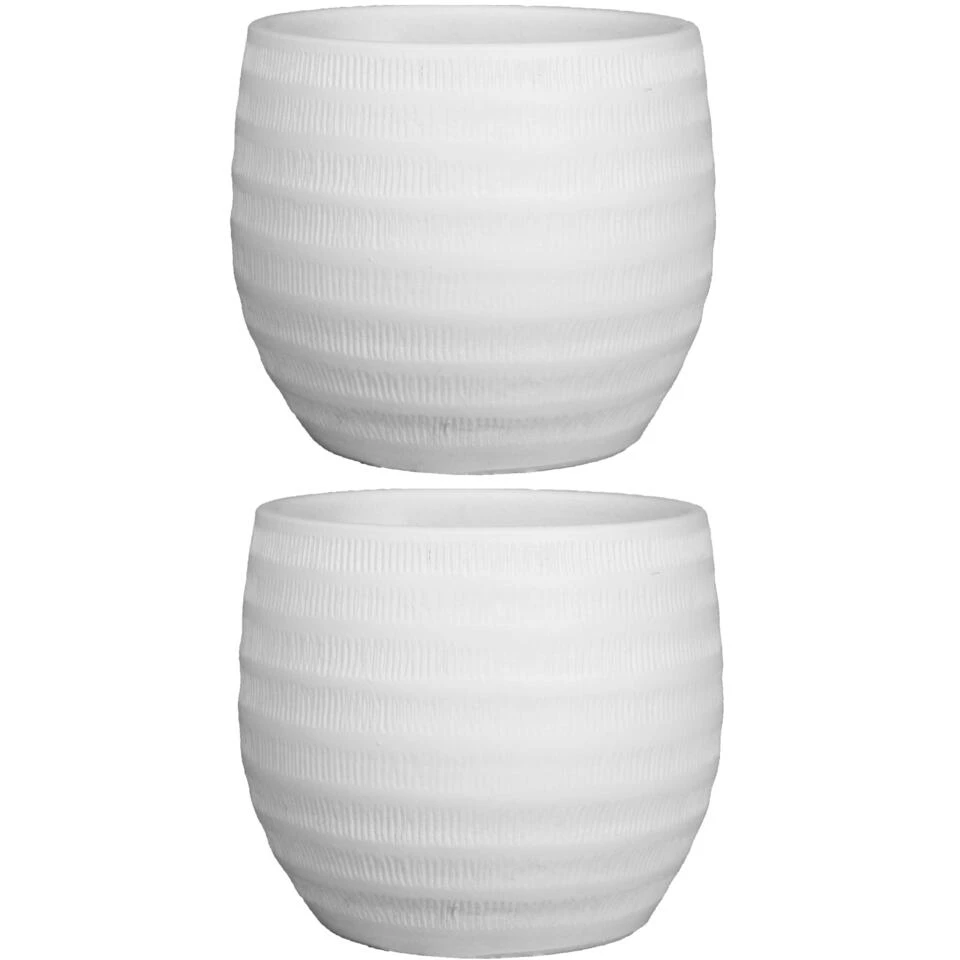 Floran Bloempot - Wit - Mat - Relief - Keramiek - 26 X 27 Cm 4 Floran Bloempot - Wit - Mat - Relief - Keramiek - 26 X 27 Cm - Afbeelding 2