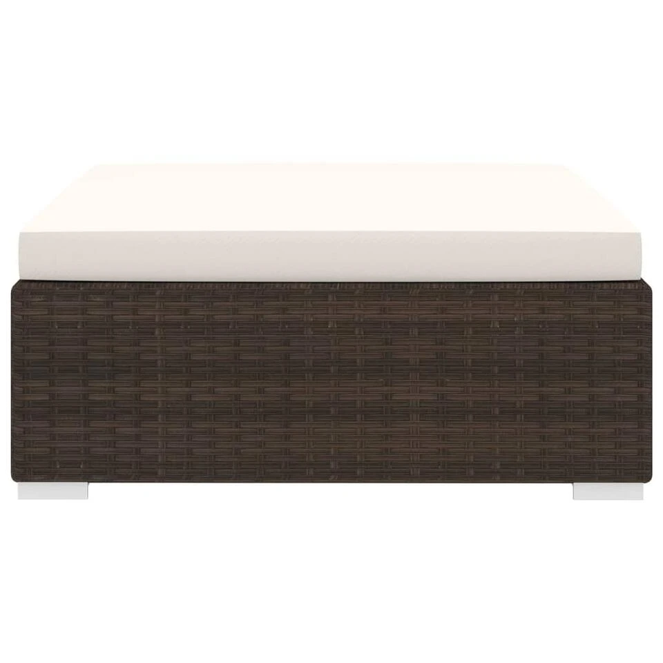 VidaXL Voetensteun 1 St Met Kussen Poly Rattan Bruin 4 VidaXL Voetensteun 1 St Met Kussen Poly Rattan Bruin - Afbeelding 2