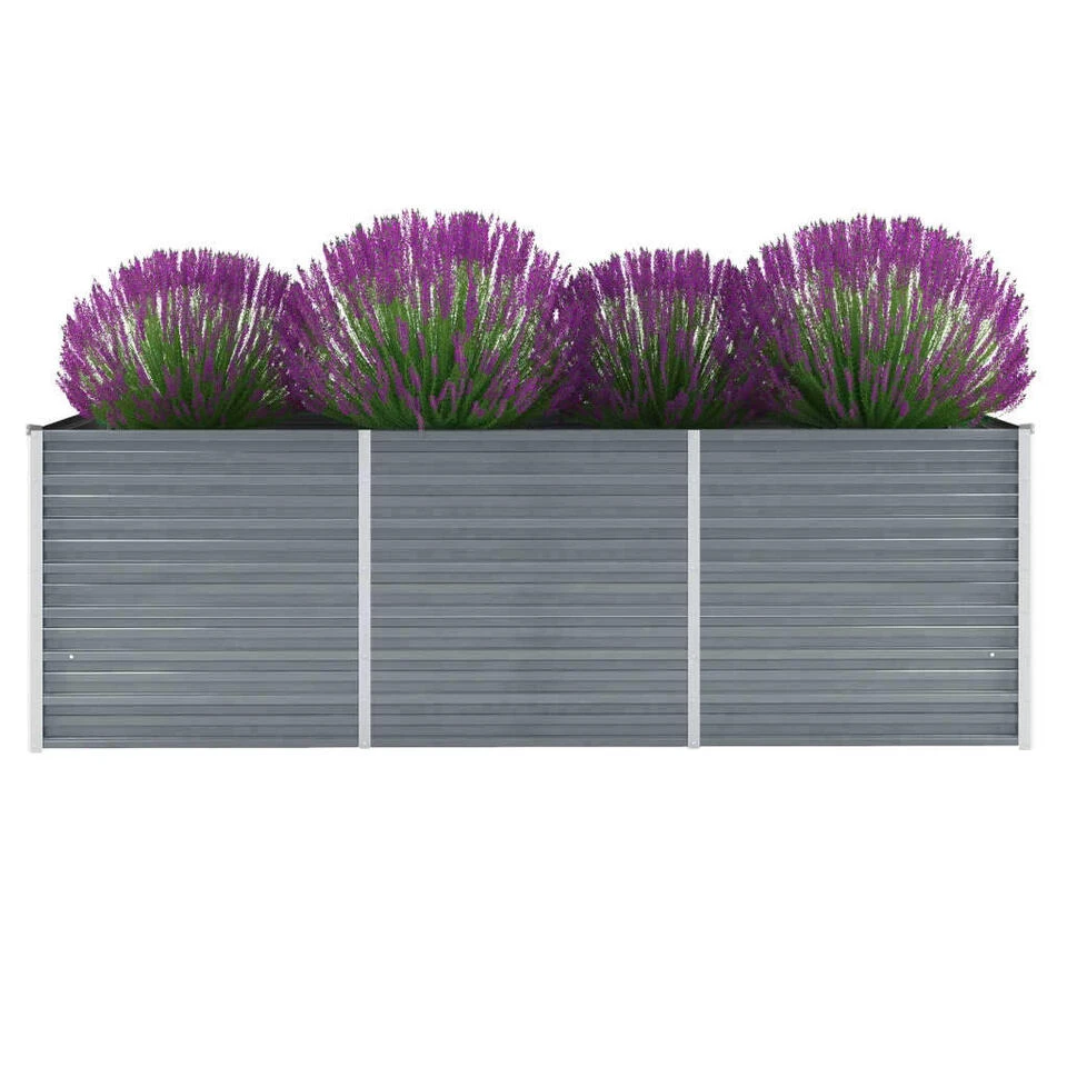 VidaXL Plantenbak Verhoogd 240x80x77 Cm Gegalvaniseerd Staal Grijs 4 VidaXL Plantenbak Verhoogd 240x80x77 Cm Gegalvaniseerd Staal Grijs - Afbeelding 2