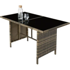 Tectake - Wicker Zitgroep Barletta - Natuurkleur / Donkergrijs -Tuinwinkel 80fda621add446049004d56676d472e8