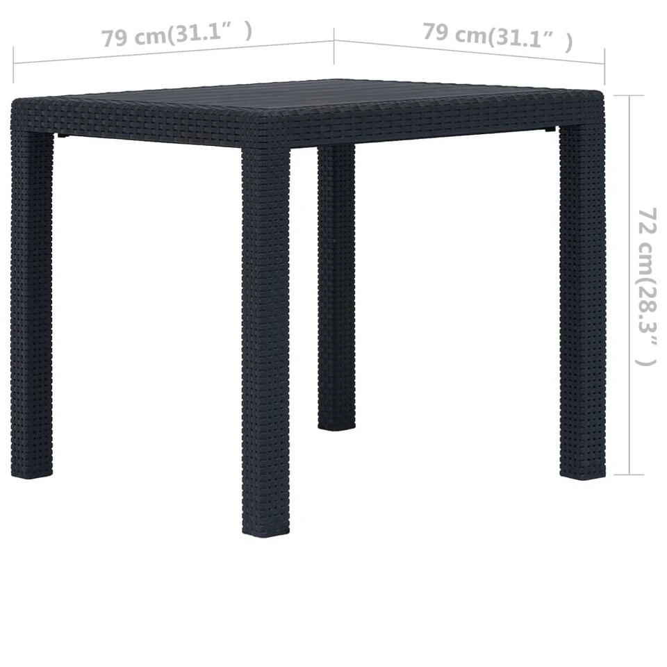VidaXL Tuintafel 79x79x72 Cm Rattan-look Kunststof Antraciet 6 VidaXL Tuintafel 79x79x72 Cm Rattan-look Kunststof Antraciet - Afbeelding 4