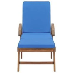 VidaXL Ligbed Met Kussen Massief Teakhout Blauw -Tuinwinkel 866ce87e83ee49369b1b71f95a368038