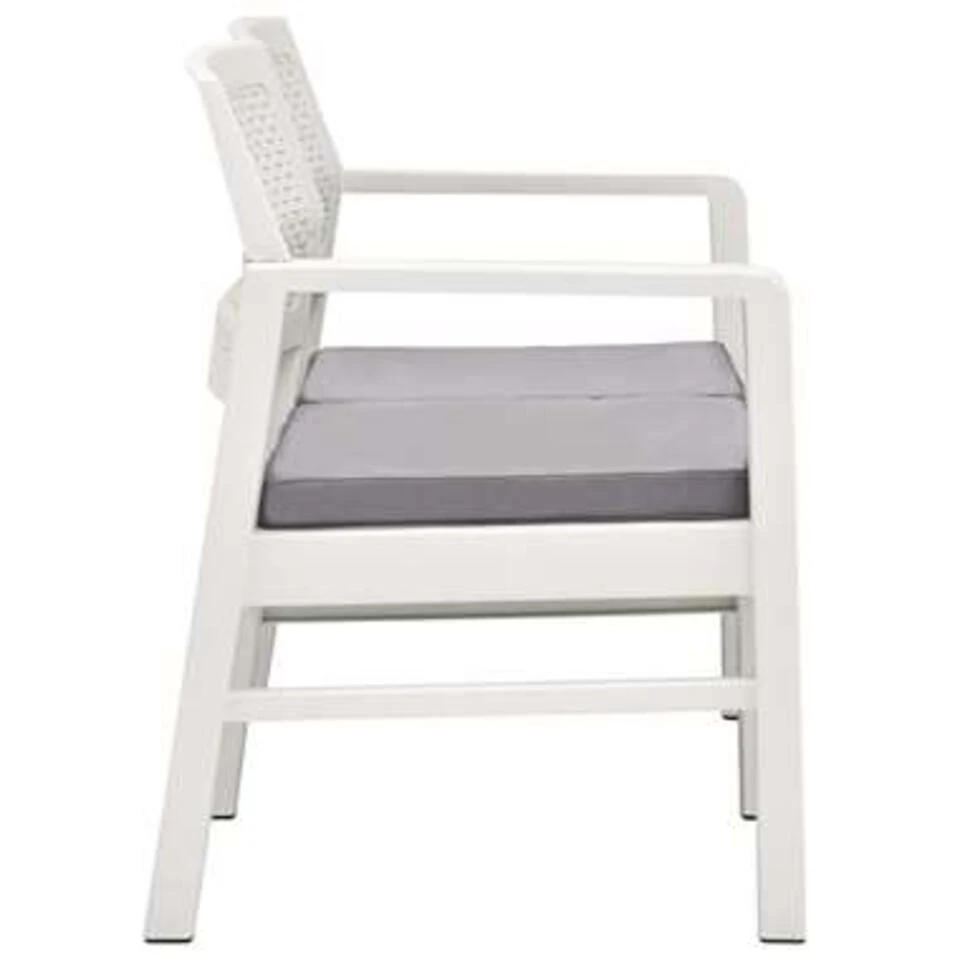 VidaXL 4-delige Loungeset Met Kussens Kunststof Wit 6 VidaXL 4-delige Loungeset Met Kussens Kunststof Wit - Afbeelding 4