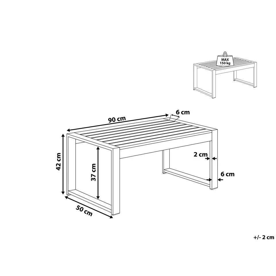 Beliani Salontafel SALERNO - Grijs Aluminium 5 Beliani Salontafel SALERNO - Grijs Aluminium - Afbeelding 3