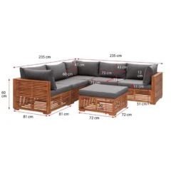 Le Sud Loungeset Cèvennes 6-delig - Bruin - Incl. Brest Kussens Grijs - V2 -Tuinwinkel 90103444 9600