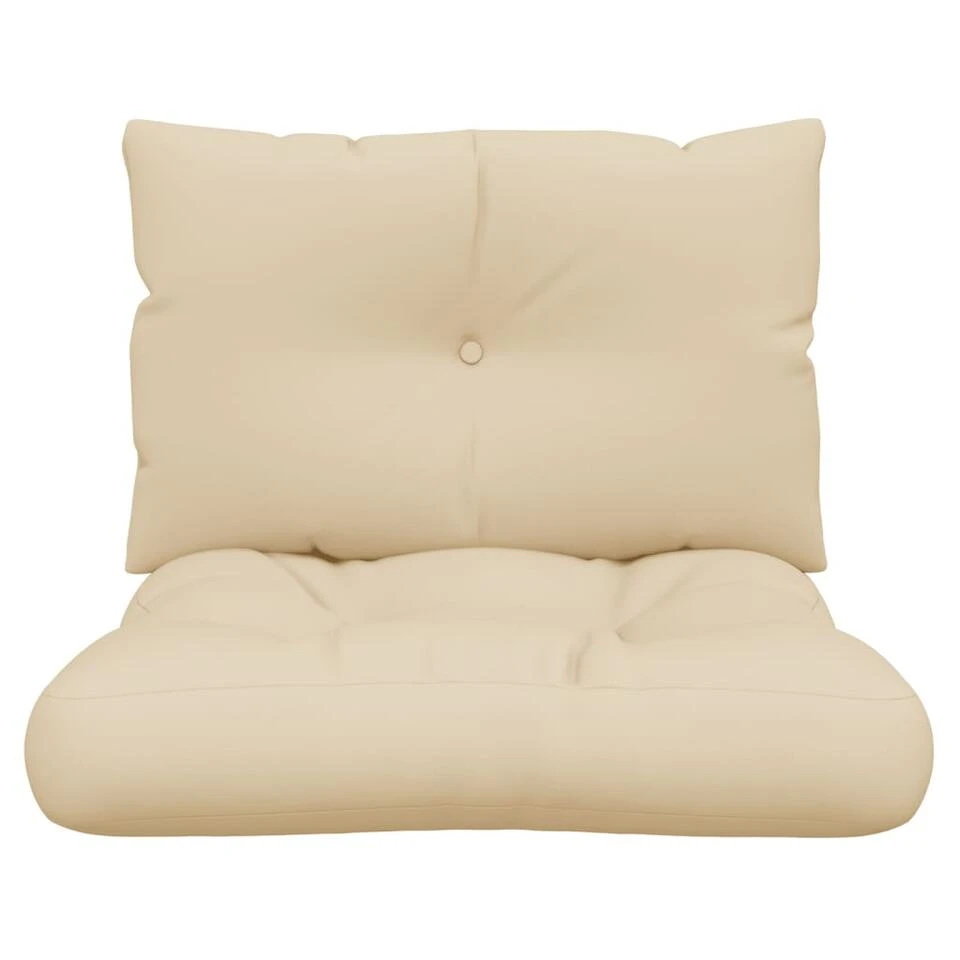 VidaXL Bankkussens Pallet 2 St Stof Crèmekleurig 6 VidaXL Bankkussens Pallet 2 St Stof Crèmekleurig - Afbeelding 4