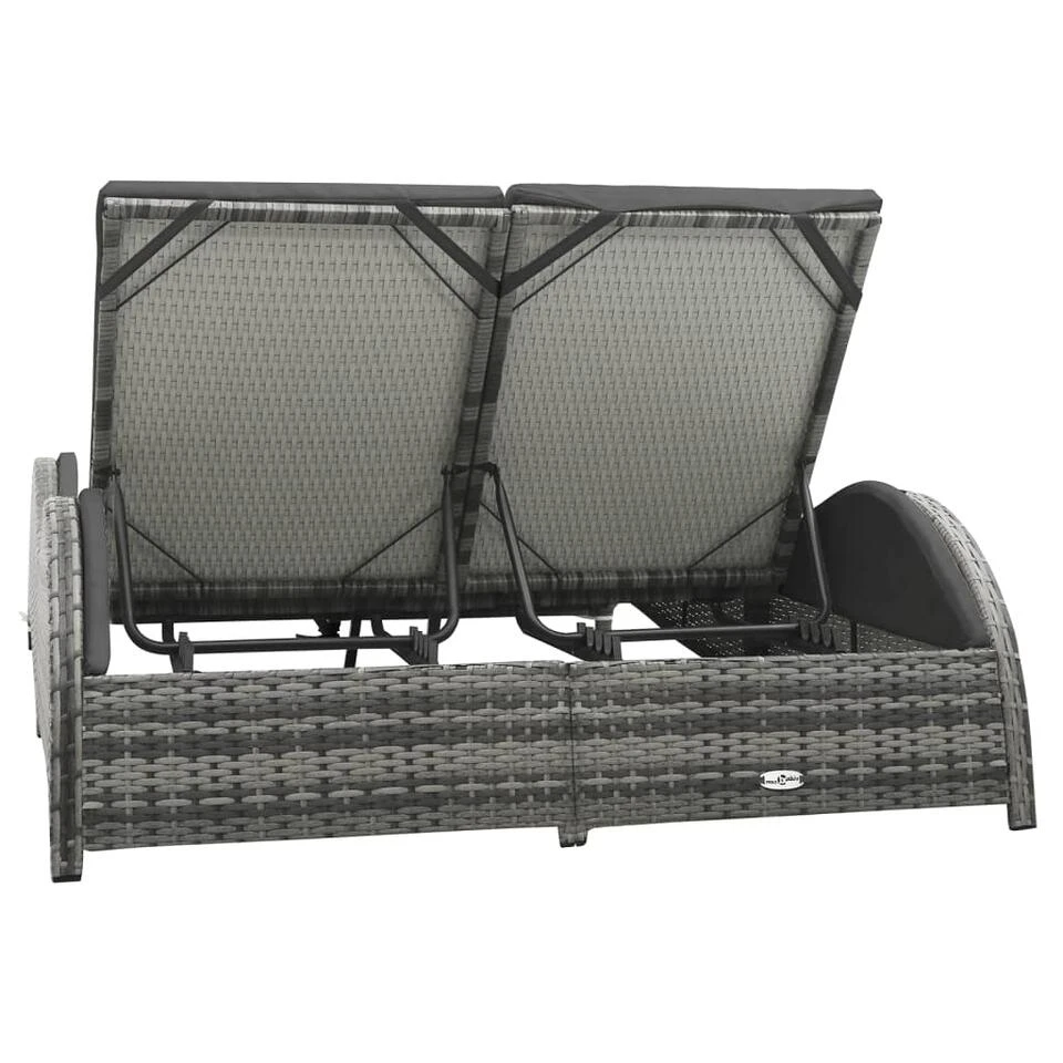 VidaXL Ligbed Tweepersoons Met Kussen Poly Rattan Antraciet 5 VidaXL Ligbed Tweepersoons Met Kussen Poly Rattan Antraciet - Afbeelding 3