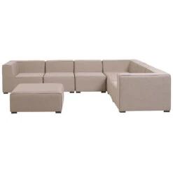 Beliani Loungeset AREZZO - Beige Polyester -Tuinwinkel ab1073efa2d540b89f1c924c590e74cc