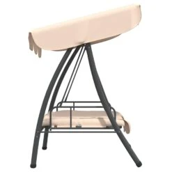 VidaXL Schommelbank Voor Buiten Met Luifel Zandwit -Tuinwinkel ab99bb59917e40c88f4be2ad366ebeee