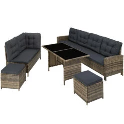 Tectake - Wicker Zitgroep Barletta - Natuurkleur / Donkergrijs -Tuinwinkel ae4d89a8c5d54357b834ce2d1a10c2d7