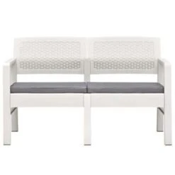 VidaXL 4-delige Loungeset Met Kussens Kunststof Wit 8 VidaXL 4-delige Loungeset Met Kussens Kunststof Wit -Tuinwinkel b03259d9db854303a1328251f1dfa99e