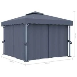 VidaXL Prieel Met Gordijn 3x3 M Aluminium Antraciet -Tuinwinkel b328ab8cab1440fd8c87e4ec6d905caf