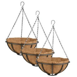 Esschert Design Hanging Basket - Metaal - Zwart - Met Inlegvel - 30 Cm -Tuinwinkel b6d96b91a3e74e93bebe01650129c0e8