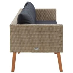VidaXL Tuinbank 3-zits Met Kussens Poly Rattan Beige -Tuinwinkel bc275b38ab304cd69441a591319b2da8