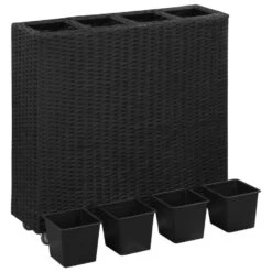 VidaXL Plantenbak Verhoogd Met 4 Potten 80x22x79 Cm Poly Rattan Zwart -Tuinwinkel c08e1ea3c2ee489eb73622b641ce0dd0