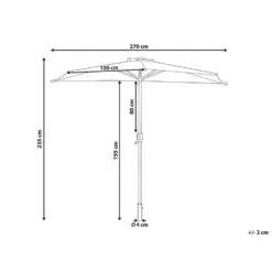 Beliani Halfronde Parasol GALATI - Grijs Polyester -Tuinwinkel c1265c46995a440d802a1a1d1b160a65