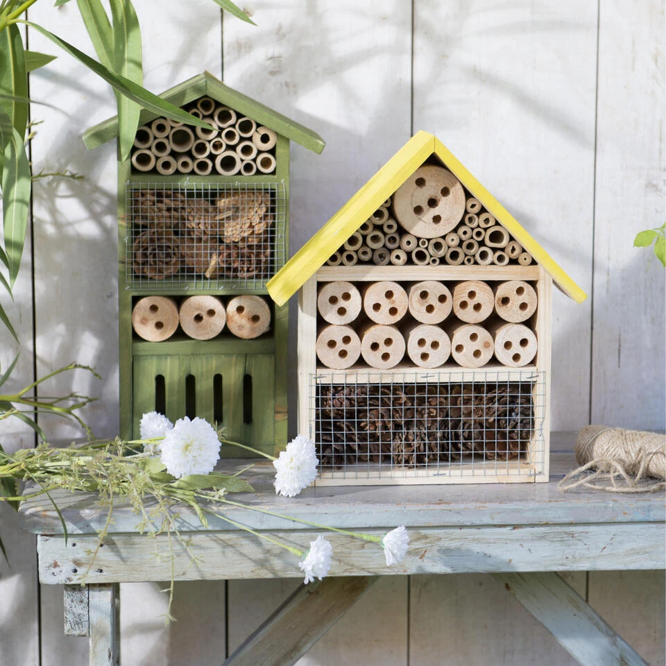 Decoris Insectenhotel - Geel - Vurenhout - 29 Cm 4 Decoris Insectenhotel - Geel - Vurenhout - 29 Cm - Afbeelding 2