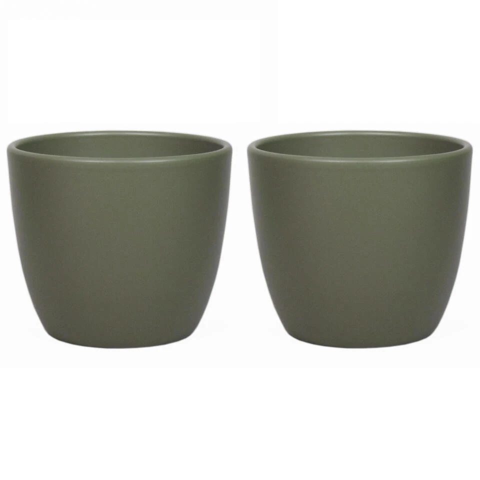 Floran Plantenpot - Groen - Mat - Keramiek - 32 X 27 Cm 4 Floran Plantenpot - Groen - Mat - Keramiek - 32 X 27 Cm - Afbeelding 2