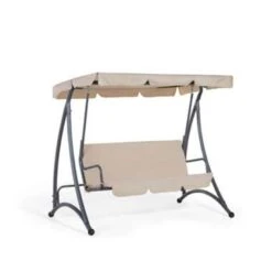 Beliani Schommelbank TEMPLE - Beige Polyester -Tuinwinkel d39e3e0c1b3544ec829ed013f0b4b6a5