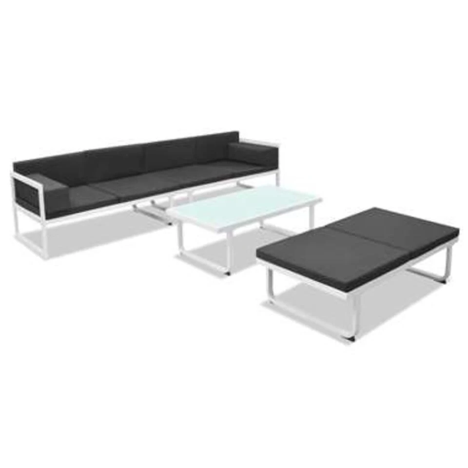 VidaXL 4-delige Loungeset Met Kussens Aluminium Zwart 4 VidaXL 4-delige Loungeset Met Kussens Aluminium Zwart - Afbeelding 2