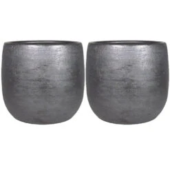 Floran Plantenpot Mira - Keramiek - Zwart - D29 X H27 Cm -Tuinwinkel d567089f7ad44bda8039a3bdc05394d5