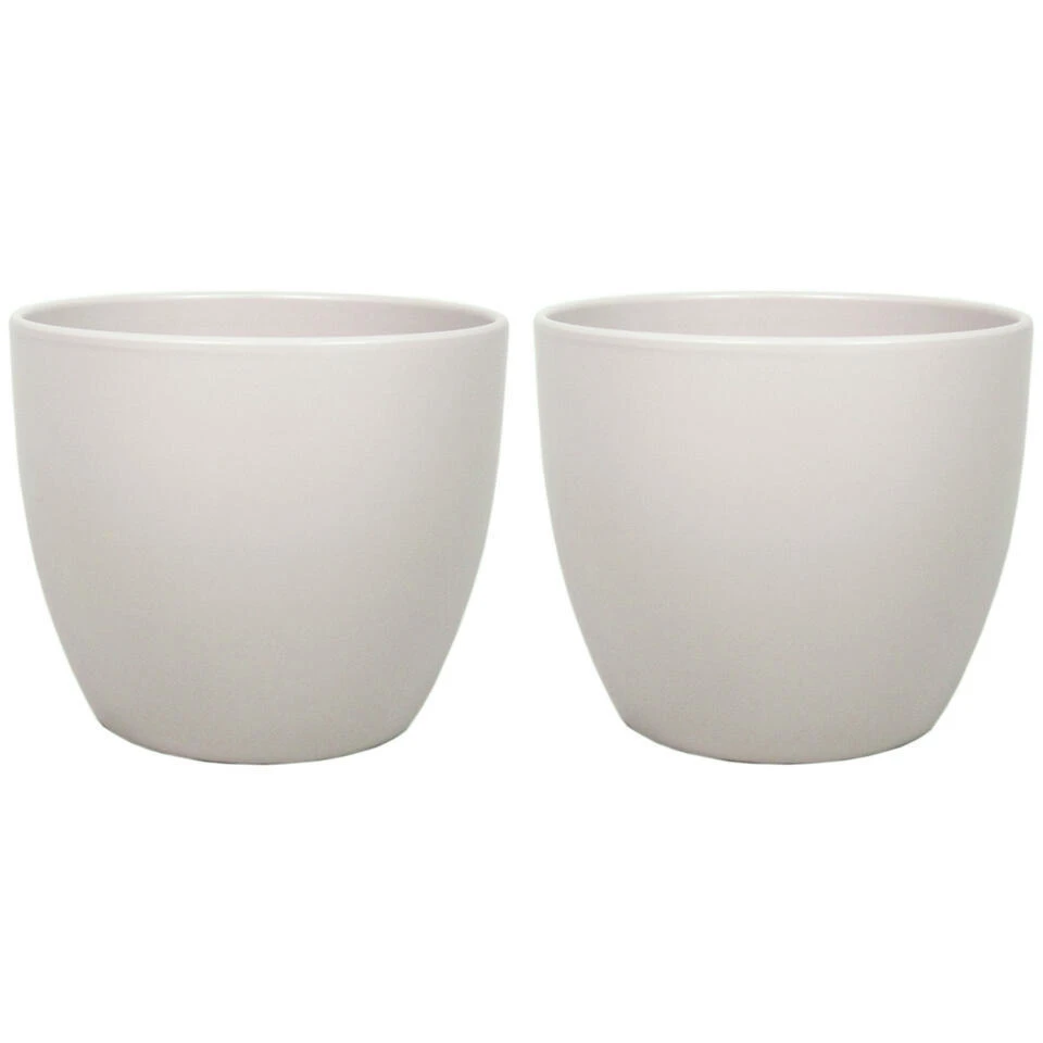 Floran Plantenpot - Taupe - Mat - Keramiek - 22 X 19 Cm 4 Floran Plantenpot - Taupe - Mat - Keramiek - 22 X 19 Cm - Afbeelding 2