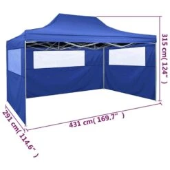 VidaXL Vouwtent Met 3 Wanden 3x4,5 M Blauw -Tuinwinkel d7435843edc643ce9c620fe782a4ff23