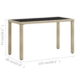 VidaXL Tuintafel 123x60x74 Cm Poly Rattan Beige -Tuinwinkel df2e276b8a164390a99c28e0714bbc21