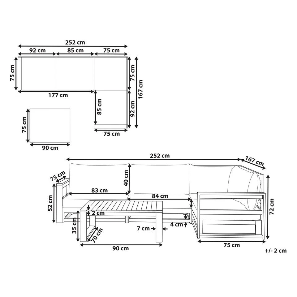 Beliani Loungeset TIMOR - Donkere Houtkleur Acaciahout 4 Beliani Loungeset TIMOR - Donkere Houtkleur Acaciahout - Afbeelding 2