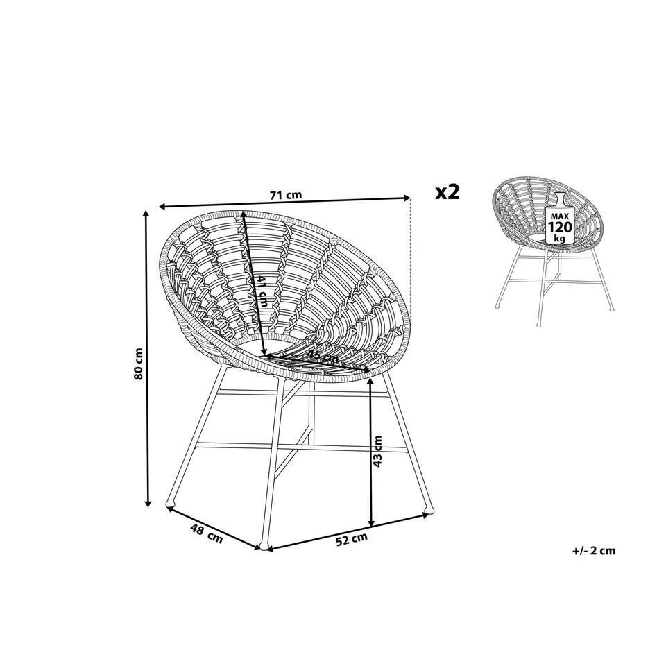 Beliani Tuinstoel ACERRA - Beige Pe Rotan 4 Beliani Tuinstoel ACERRA - Beige Pe Rotan - Afbeelding 2